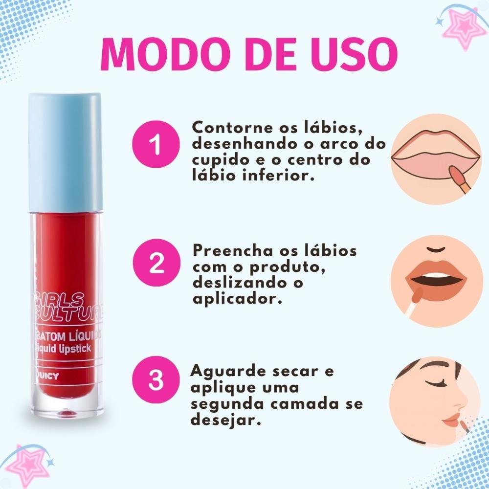 Batom Líquido Ruby Rose Popstar Girls Culture Juicy Hb-l6204-5 Juicy 6