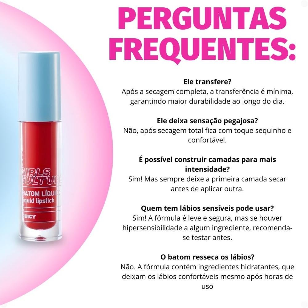 Batom Líquido Ruby Rose Popstar Girls Culture Juicy Hb-l6204-5 Juicy 7
