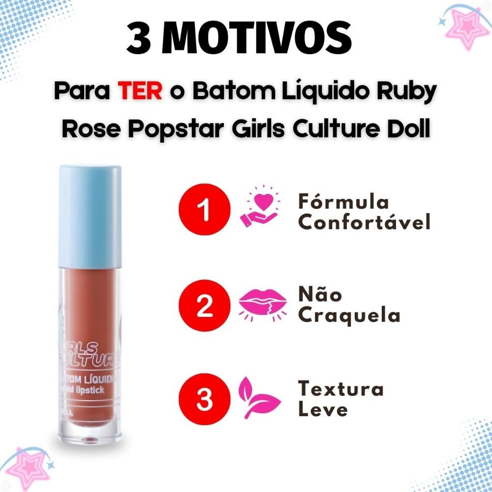 Batom Líquido Ruby Rose Popstar Girls Culture Doll Hb-l6204-3 Doll 5