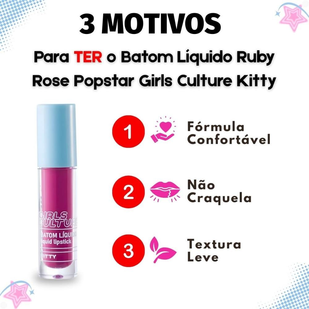 Batom Líquido Ruby Rose Popstar Girls Culture Kitty Hb-l6204-4 Kitty 2