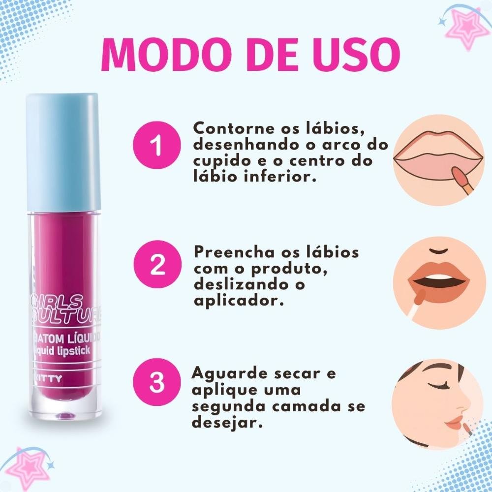 Batom Líquido Ruby Rose Popstar Girls Culture Kitty Hb-l6204-4 Kitty 3