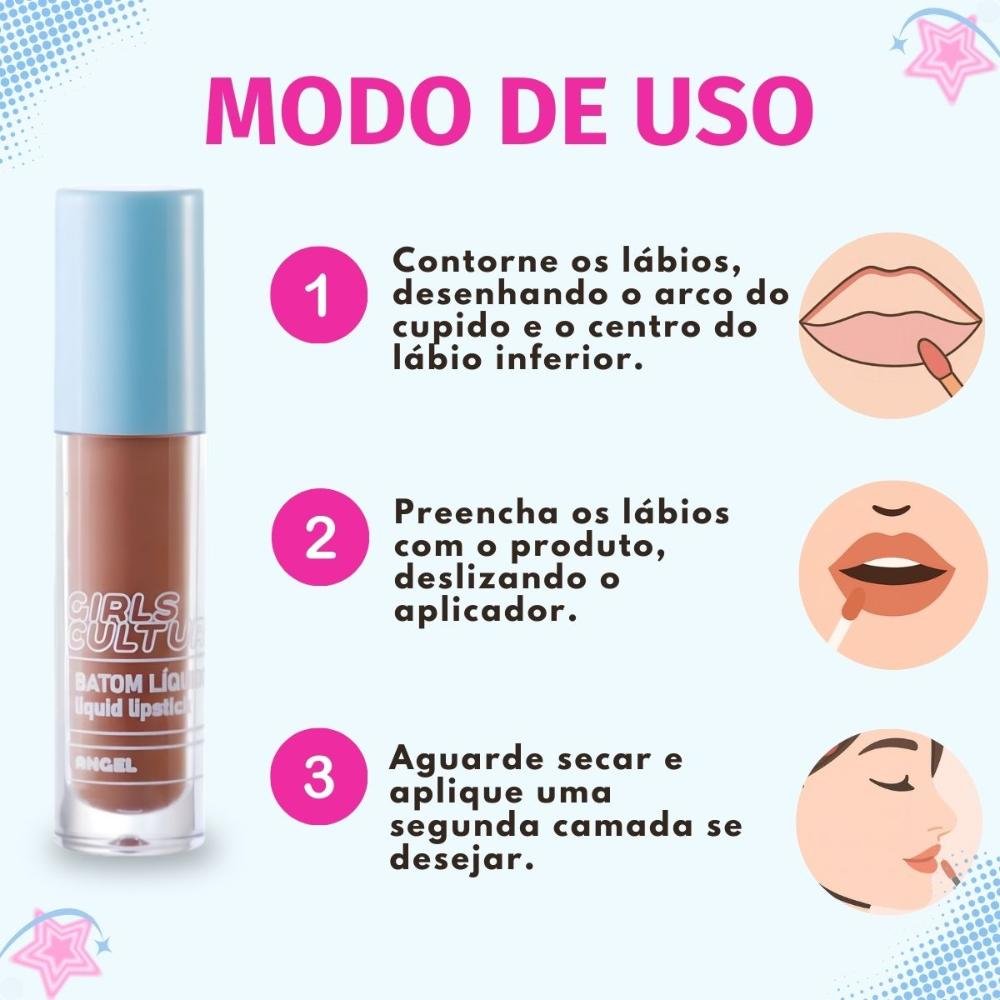 Batom Líquido Ruby Rose Popstar Girls Culture Angel Hb-l6204-1 Angel 6
