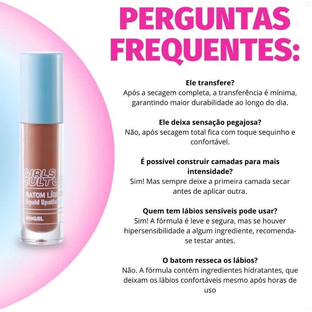 Batom Líquido Ruby Rose Popstar Girls Culture Angel Hb-l6204-1 Angel 7