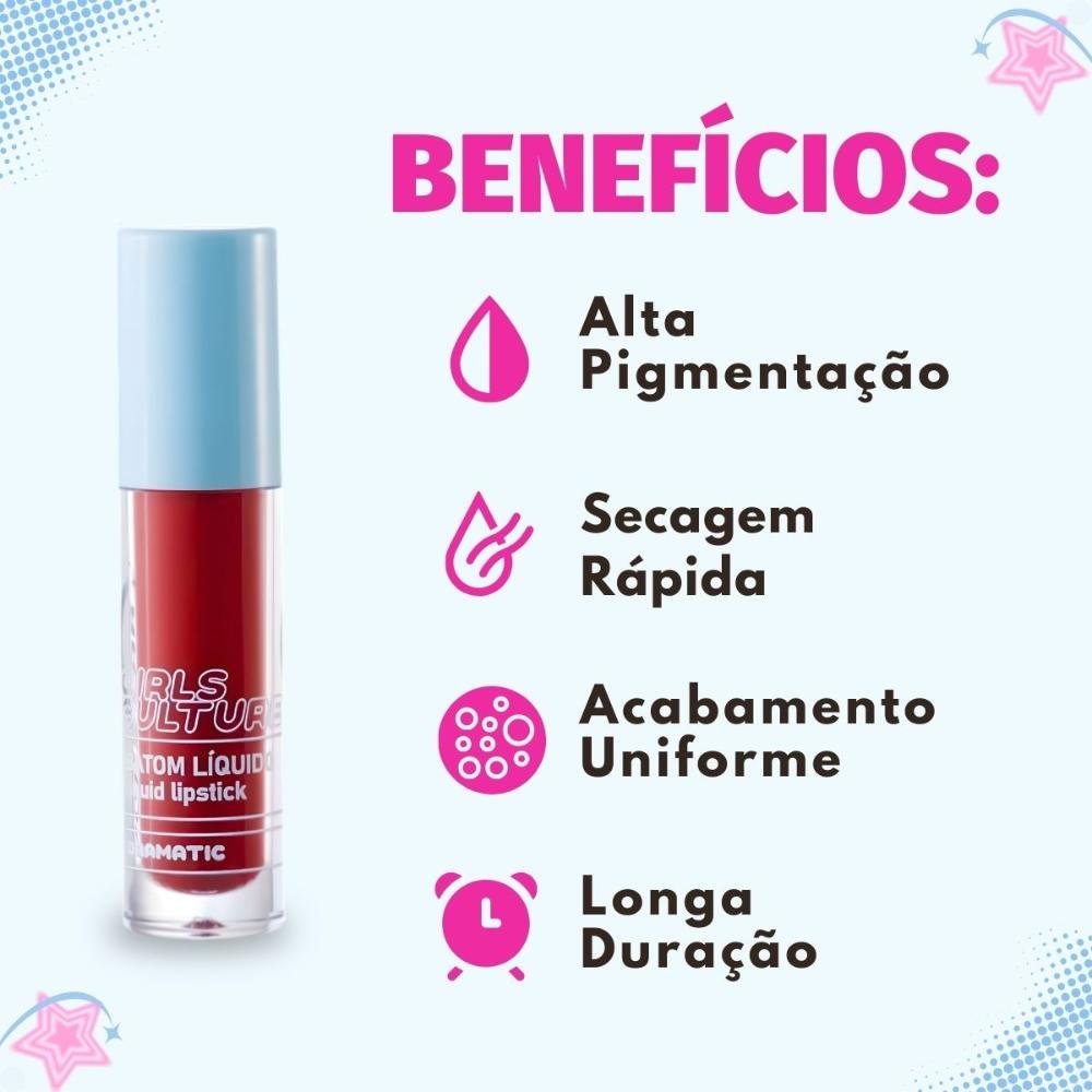 Batom Líquido Ruby Rose Popstar Girls Culture Dramatic Hb-l6204-6 Dramatic 2