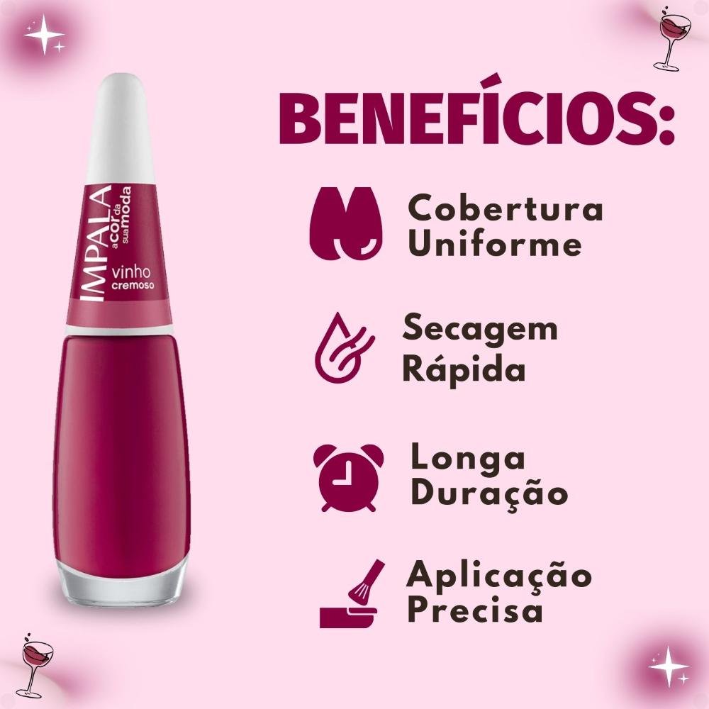 Esmalte Cremoso Impala A Cor Da Sua Moda Vinho 7,5ml Vinho 2