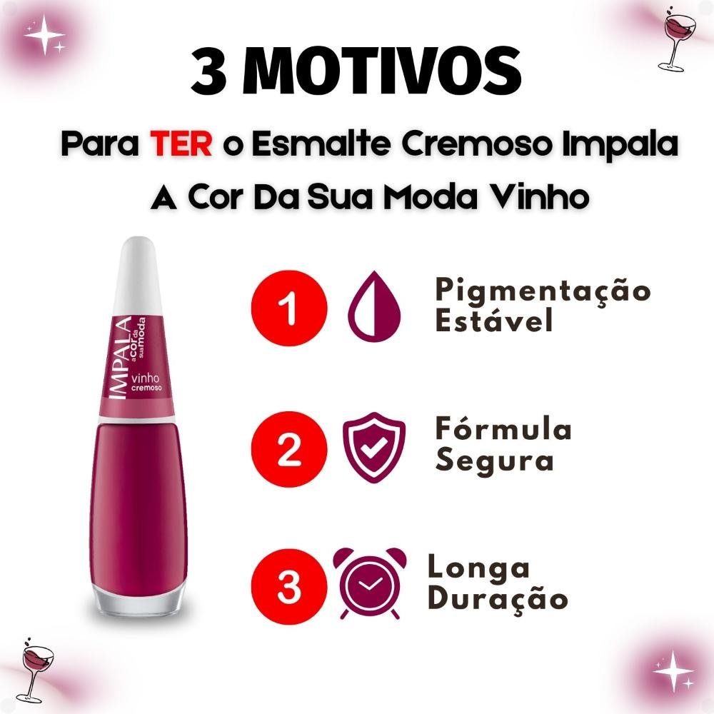 Esmalte Cremoso Impala A Cor Da Sua Moda Vinho 7,5ml Vinho 5