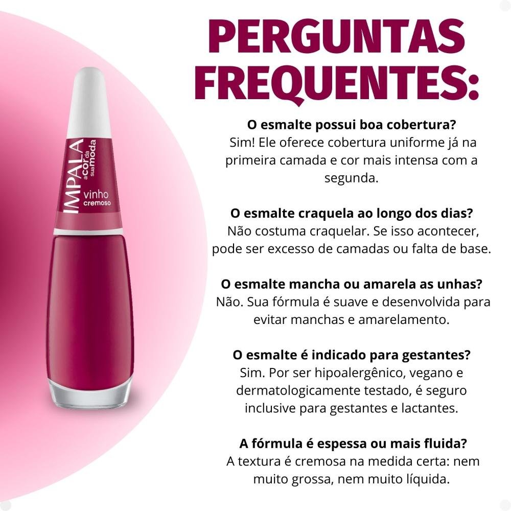 Esmalte Cremoso Impala A Cor Da Sua Moda Vinho 7,5ml Vinho 7