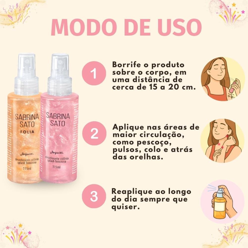 Kit Jequiti Sabrina Sato Desodorante Colônia Feminina Splash Edição Especial 115ml Com 2 ÚNICO 5