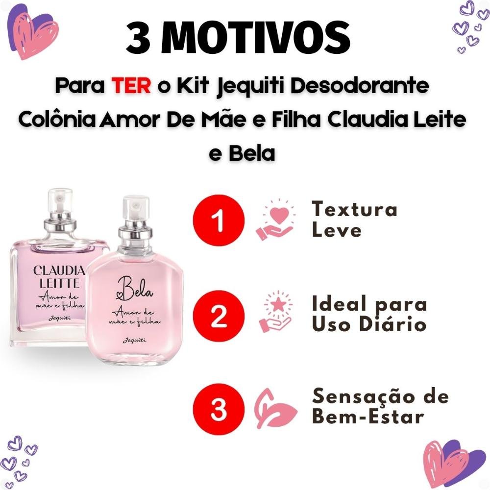 Kit Jequiti Desodorante Colônia Amor De Mãe e Filha: Claudia Leite e Bela 25ml ÚNICO 5