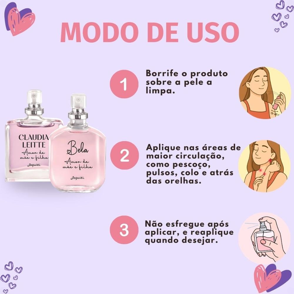 Kit Jequiti Desodorante Colônia Amor De Mãe e Filha: Claudia Leite e Bela 25ml ÚNICO 6