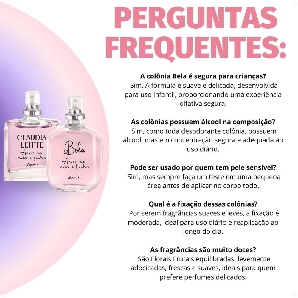 Kit Jequiti Desodorante Colônia Amor De Mãe e Filha: Claudia Leite e Bela 25ml ÚNICO 7
