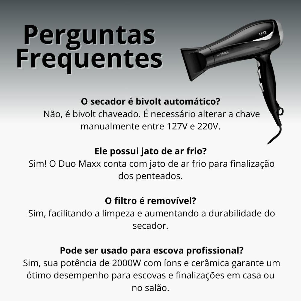 Secador Lizz Duo Maxx 2000w Bivolt + Mimo Bivolt 7