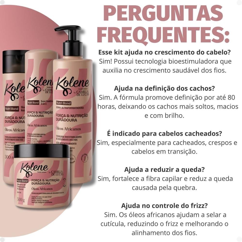 Kit Kolene By Camilla De Luccas Nutri Bond: Shampoo, Condicionador 300ml, Máscara 500g e Goma Capilar 500ml ÚNICO 7