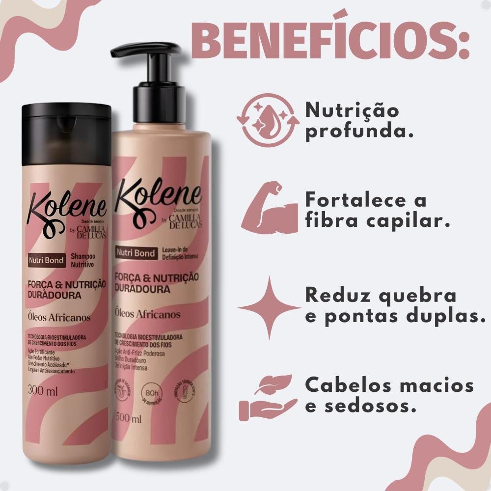 Kit Kolene By Camilla De Lucas Nutri Bond: Shampoo 300ml e Leave-in 500ml ÚNICO 2