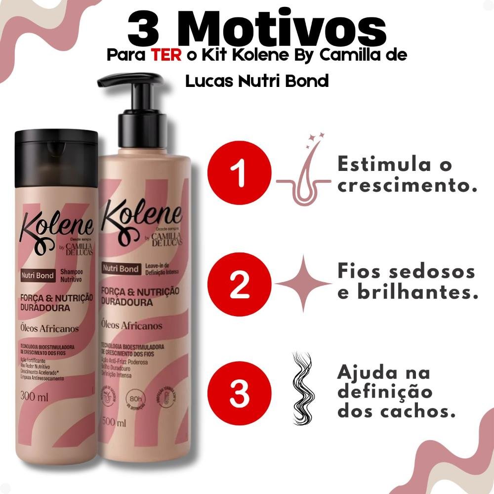 Kit Kolene By Camilla De Lucas Nutri Bond: Shampoo 300ml e Leave-in 500ml ÚNICO 5