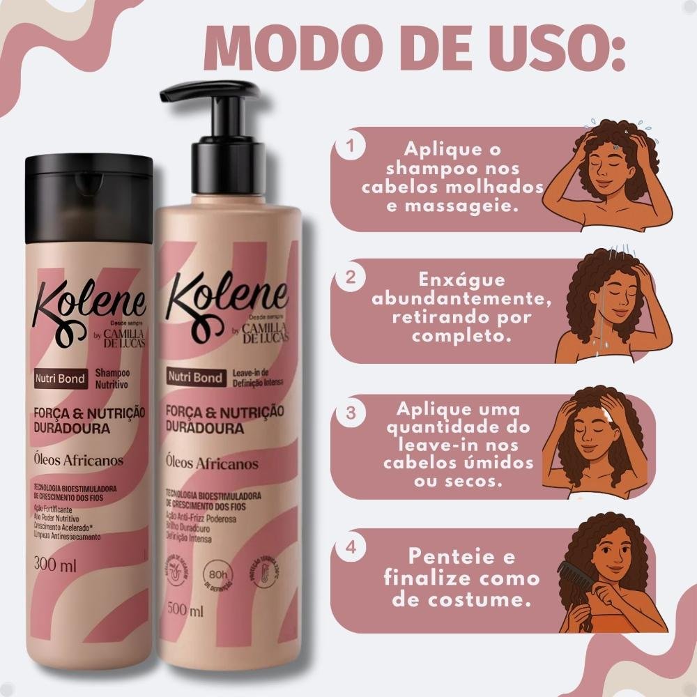 Kit Kolene By Camilla De Lucas Nutri Bond: Shampoo 300ml e Leave-in 500ml ÚNICO 6