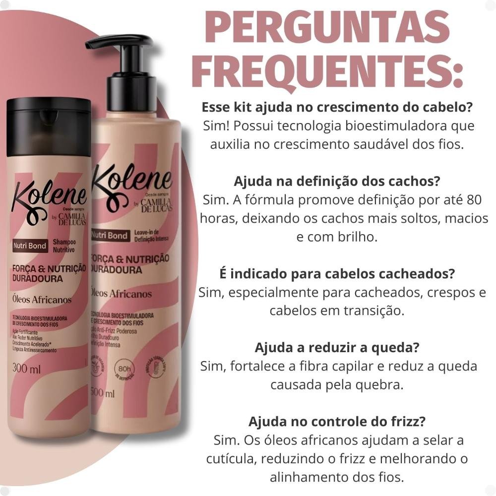 Kit Kolene By Camilla De Lucas Nutri Bond: Shampoo 300ml e Leave-in 500ml ÚNICO 7