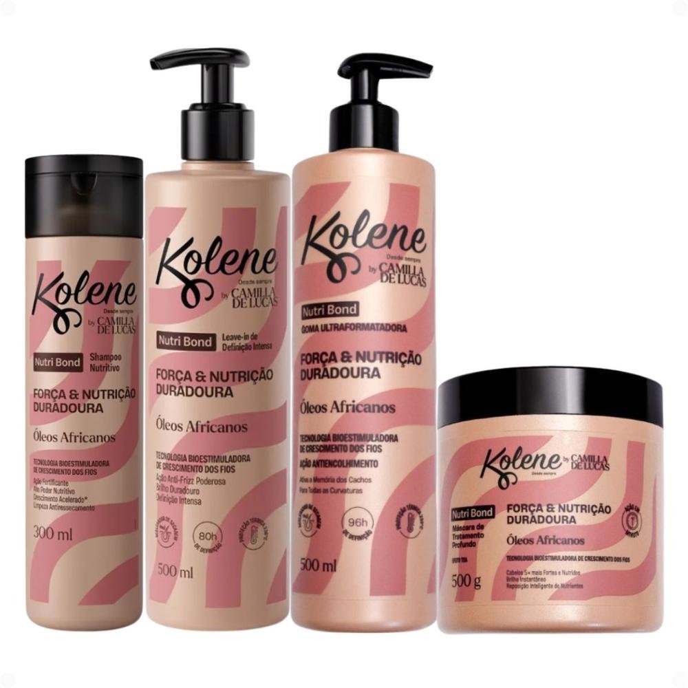 Kit Kolene By Camilla De Lucas Nutri Bond: Shampoo 300ml, Máscara 500g, Leave-in 500ml e Goma Capilar 500ml ÚNICO 2