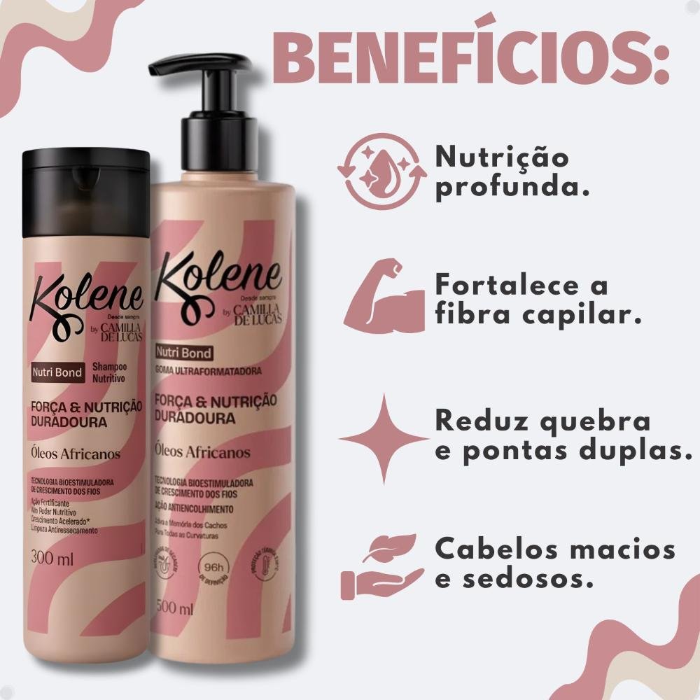 Kit Kolene By Camilla De Lucas Nutri Bond: Shampoo 300ml e Goma Ultraformatadora 500ml ÚNICO 2