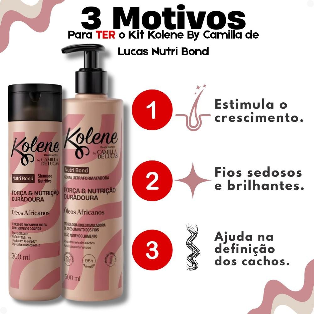 Kit Kolene By Camilla De Lucas Nutri Bond: Shampoo 300ml e Goma Ultraformatadora 500ml ÚNICO 5