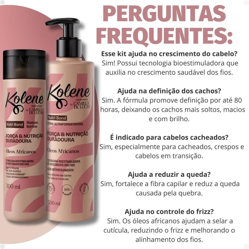 Kit Kolene By Camilla De Lucas Nutri Bond: Shampoo 300ml e Goma Ultraformatadora 500ml ÚNICO 7