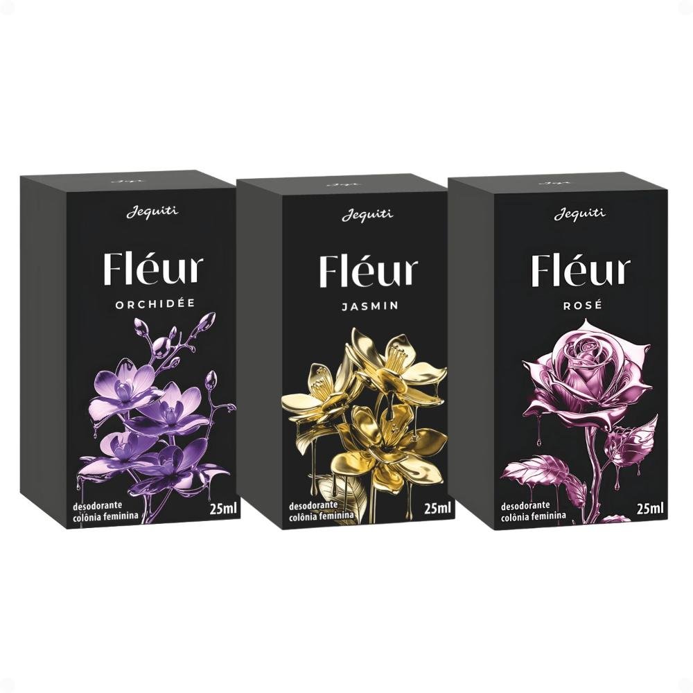 Kit Jequiti Colônia Feminina Fléur: Orchidée, Jasmin e Rosé 25ml ÚNICO 4
