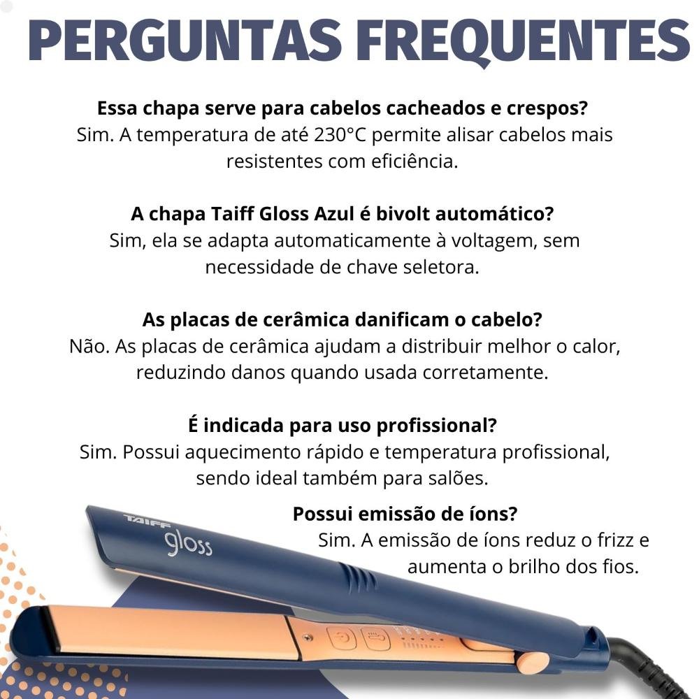 Chapa Taiff Gloss Azul 230°C Bivolt Bivolt 8