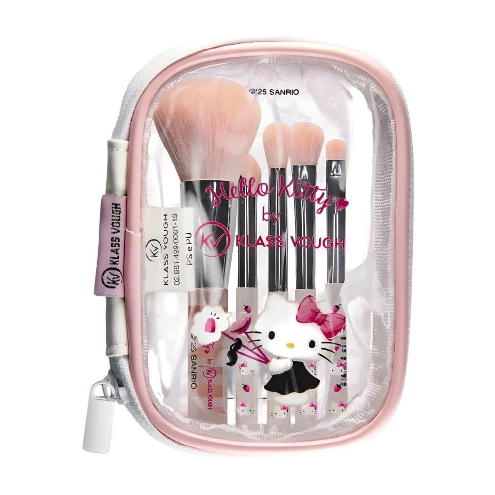 Kit com 5 Mini Pincéis e Necessaire Hello Kitty by Klass Vough ÚNICO 3
