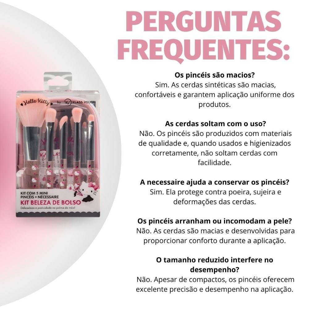 Kit com 5 Mini Pincéis e Necessaire Hello Kitty by Klass Vough ÚNICO 7