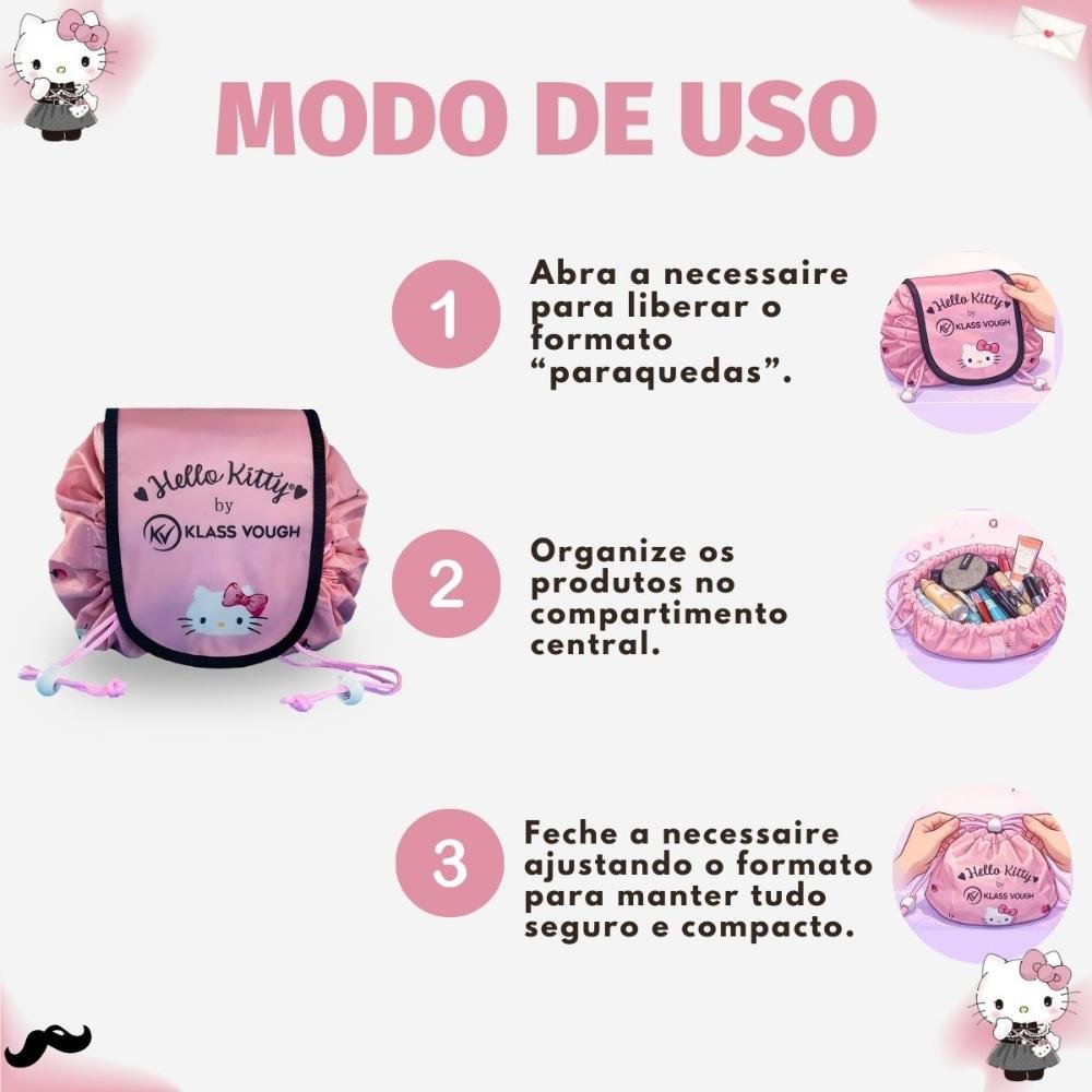 Necessaire Paraquedas Hello Kitty by Klass Vough Ref. KCHK-40 ÚNICO 6