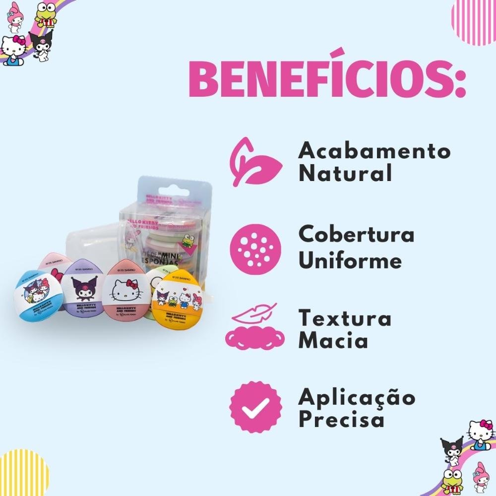Kit com 6 Mini Esponjas Hello Kitty and Friends by Klass Vough Ref. PFHK-05 ÚNICO 2