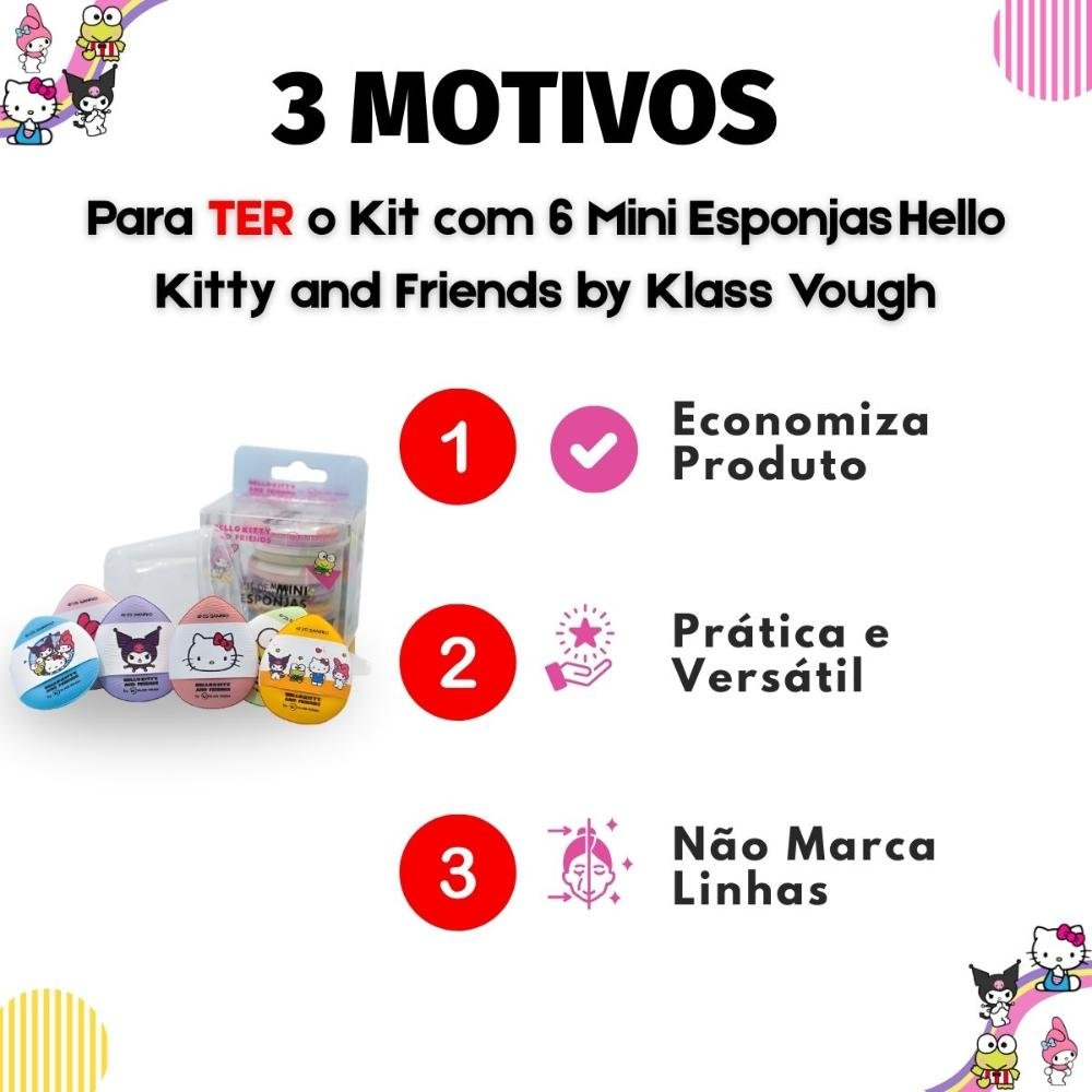Kit com 6 Mini Esponjas Hello Kitty and Friends by Klass Vough Ref. PFHK-05 ÚNICO 5