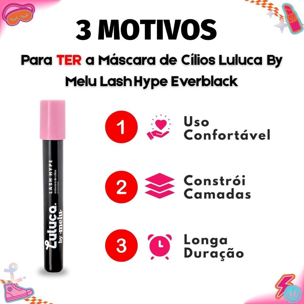 Máscara de Cílios Luluca By Melu Lash Hype Everblack Rr-E2002 Everblack 5