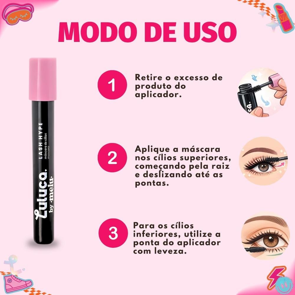 Máscara de Cílios Luluca By Melu Lash Hype Everblack Rr-E2002 Everblack 6