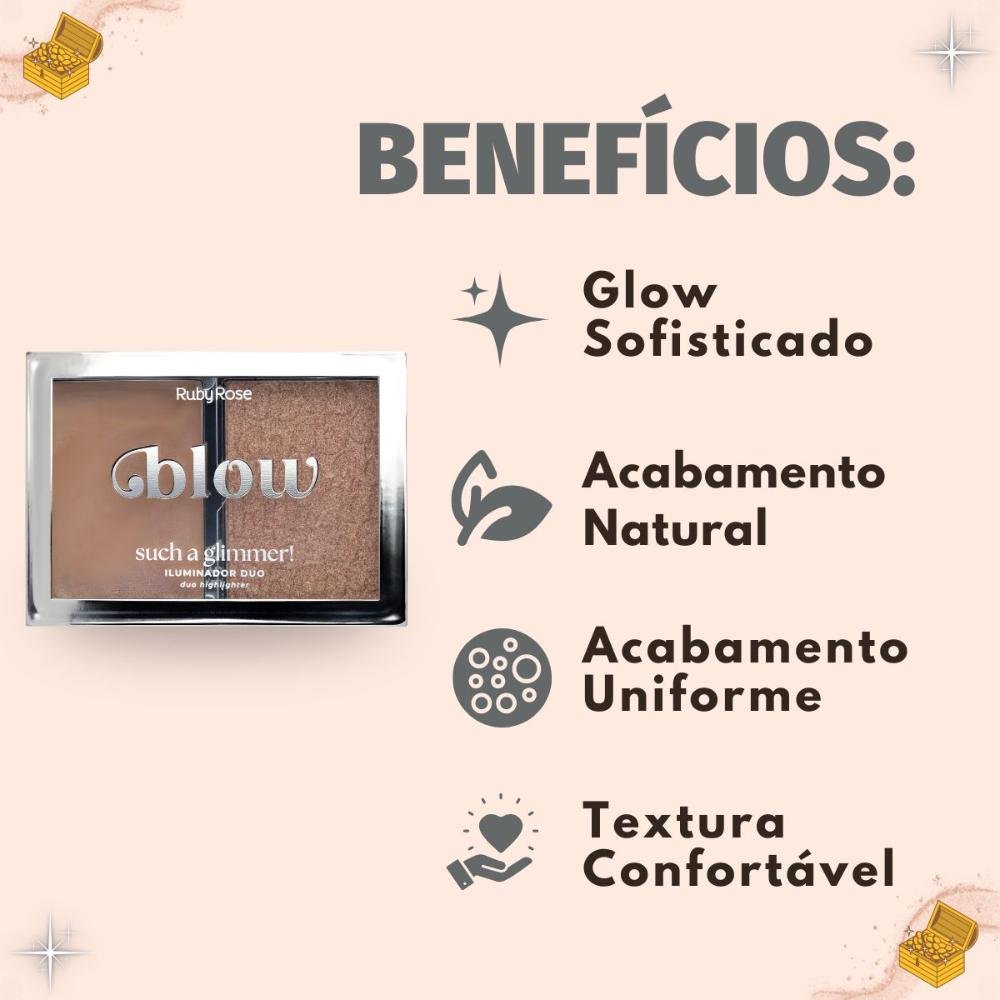 Iluminador Duo Ruby Rose Blow Such a Glimmer! Like a Treasure Hb-m705-3 ÚNICO 2