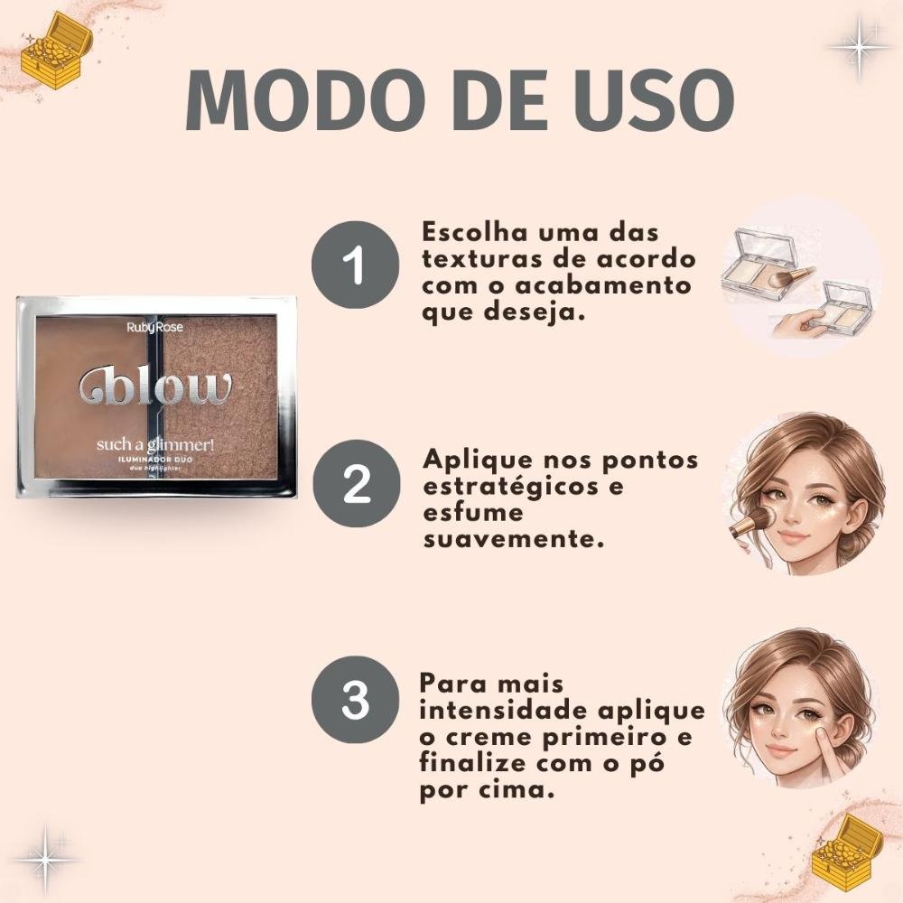 Iluminador Duo Ruby Rose Blow Such a Glimmer! Like a Treasure Hb-m705-3 ÚNICO 6