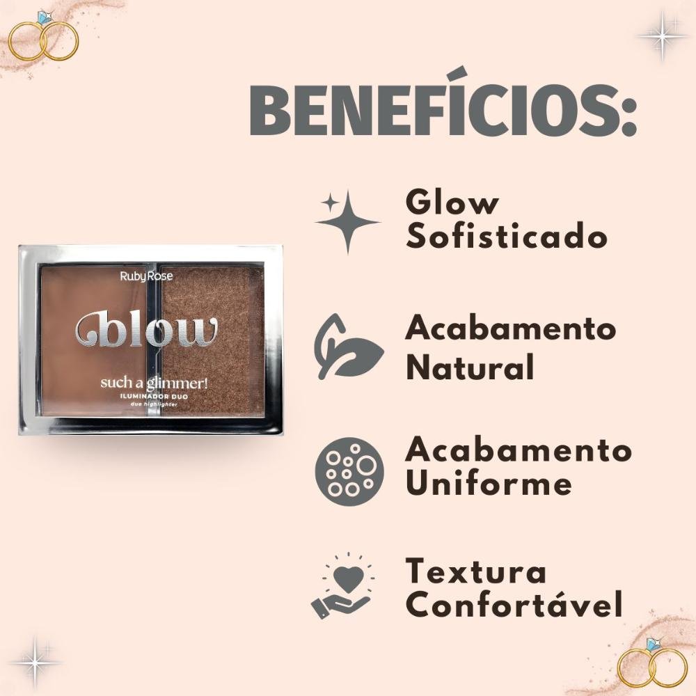 Iluminador Duo Ruby Rose Blow Such a Glimmer! Like a Gold Ring Hb-m705-4 ÚNICO 2