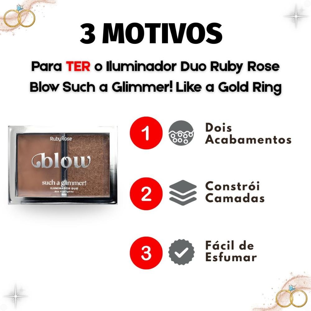 Iluminador Duo Ruby Rose Blow Such a Glimmer! Like a Gold Ring Hb-m705-4 ÚNICO 5