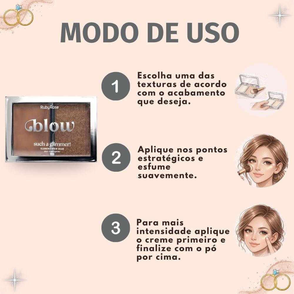 Iluminador Duo Ruby Rose Blow Such a Glimmer! Like a Gold Ring Hb-m705-4 ÚNICO 6