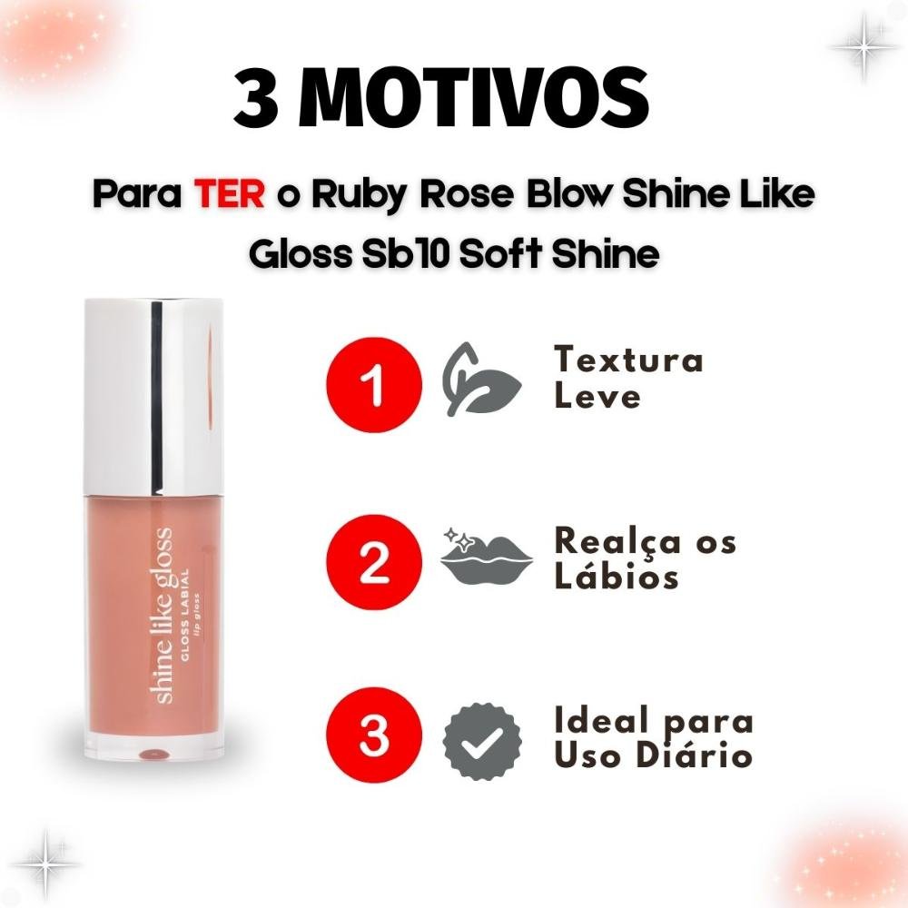 Gloss Labial Ruby Rose Blow Shine Like Gloss Sb10 Soft Shine Hb-l6408-1 Soft 5