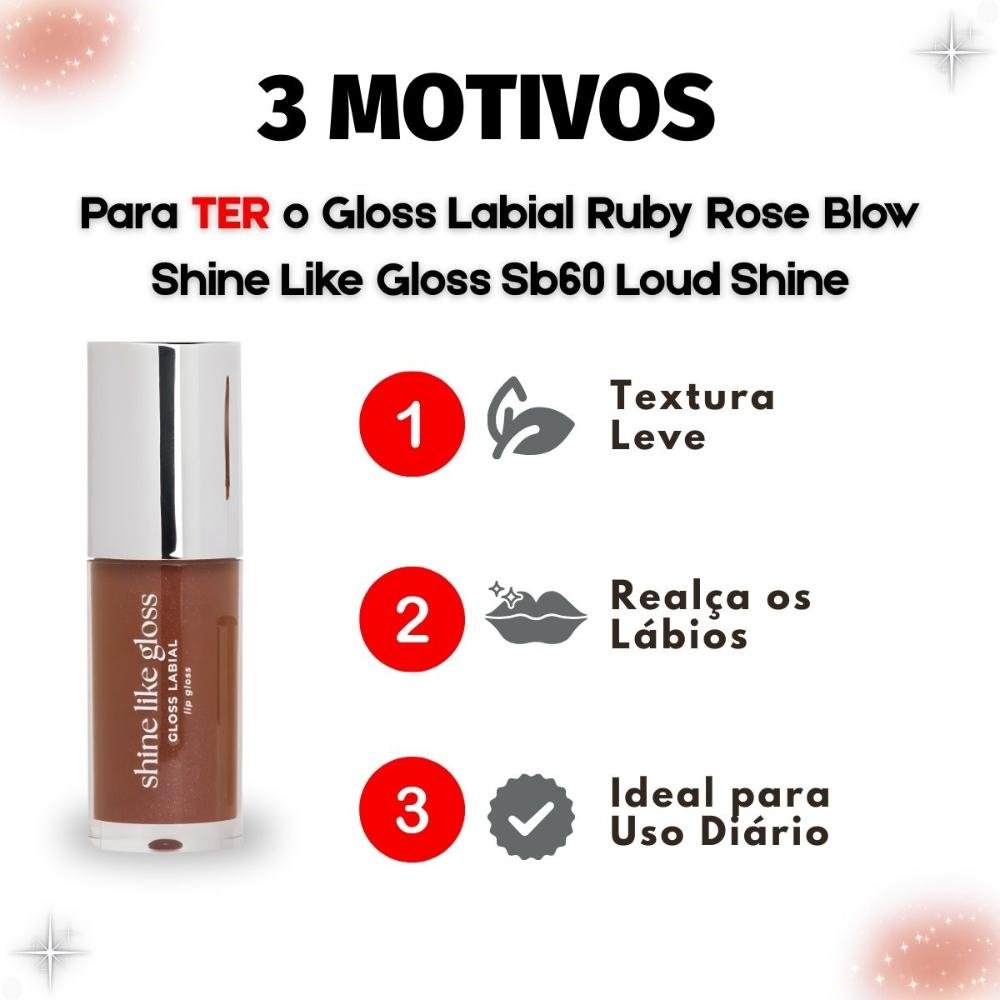 Gloss Labial Ruby Rose Blow Shine Like Gloss Sb60 Loud Shine Hb-l6408-6 Loud 5