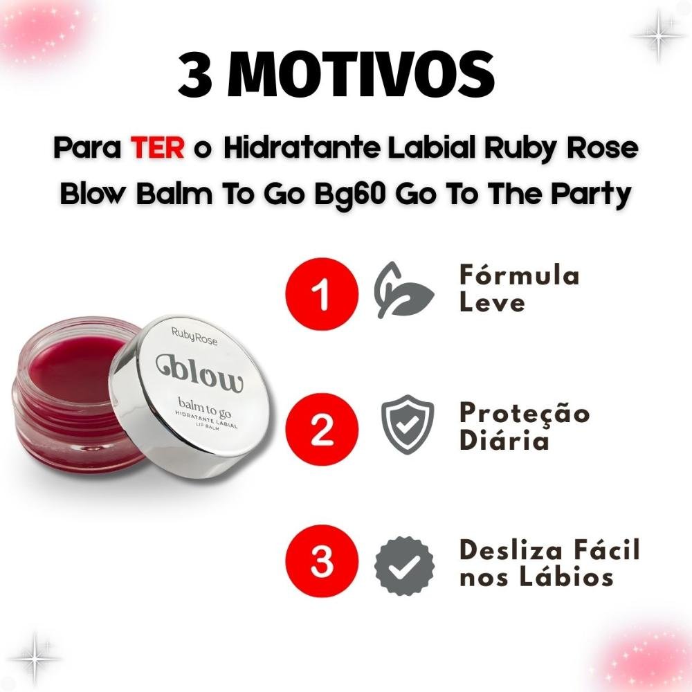 Hidratante Labial Ruby Rose Blow Balm To Go Bg60 Go To The Party Hb-l6508-6 Go To The Party 5