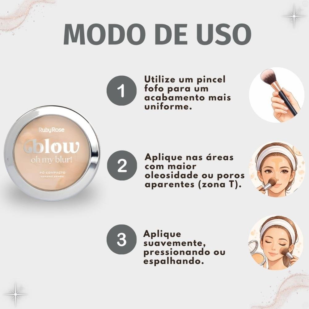 Pó Compacto Ruby Rose Blow Oh My Blur! P-bw20 Hb-m405-2 Cor bw20 6