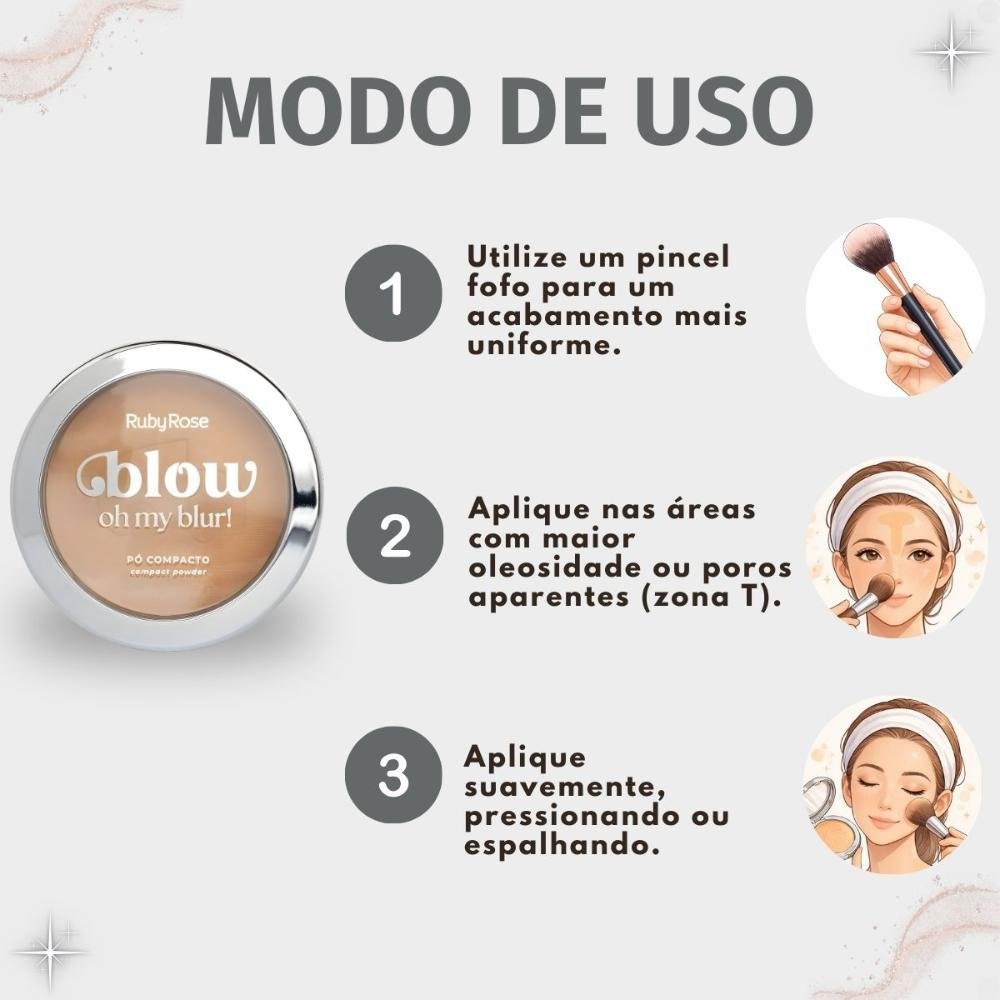 Pó Compacto Ruby Rose Blow Oh My Blur! P-bw40 Hb-M405-4 Cor bw40 6