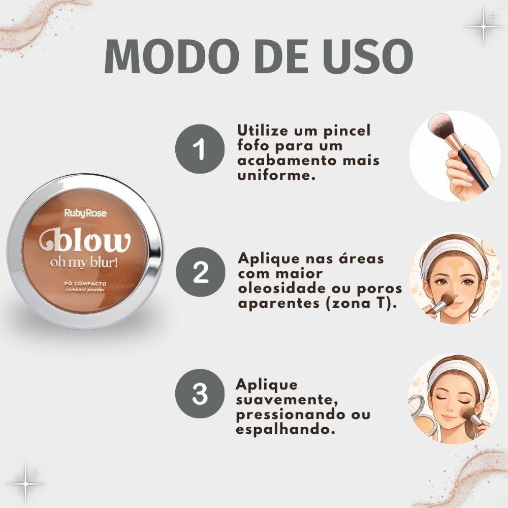 Pó Compacto Ruby Rose Blow Oh My Blur! P-bw60 Hb-M405-6 Cor bw60 6