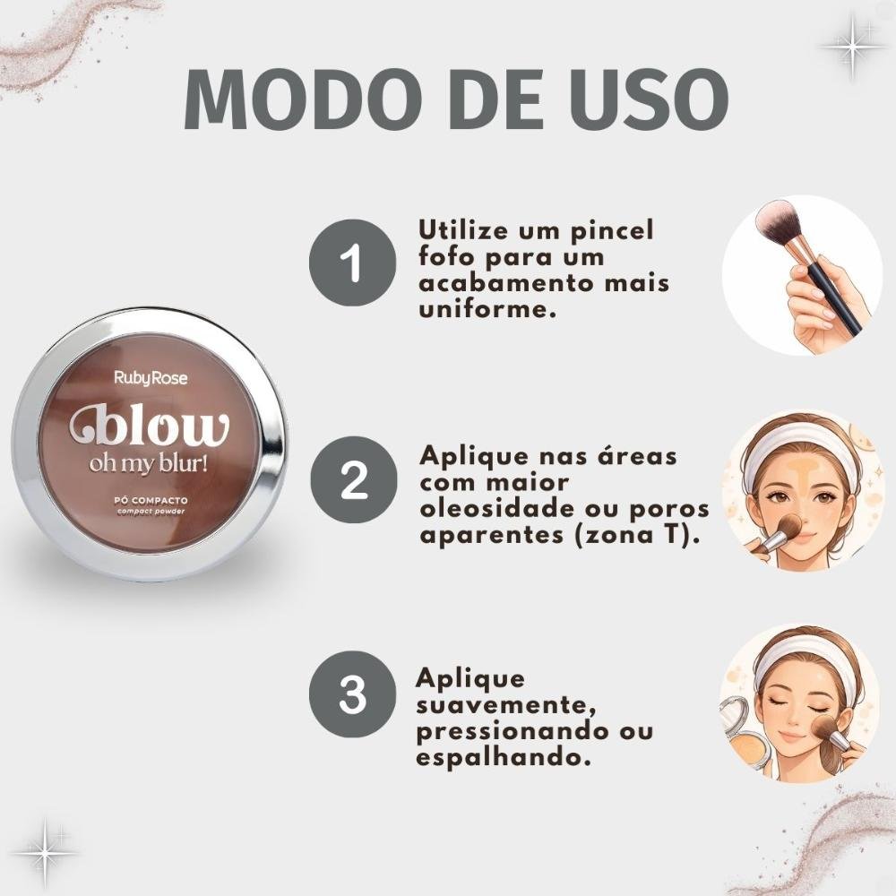 Pó Compacto Ruby Rose Blow Oh My Blur! P-bw70 Hb-M405-7 Cor bw70 6