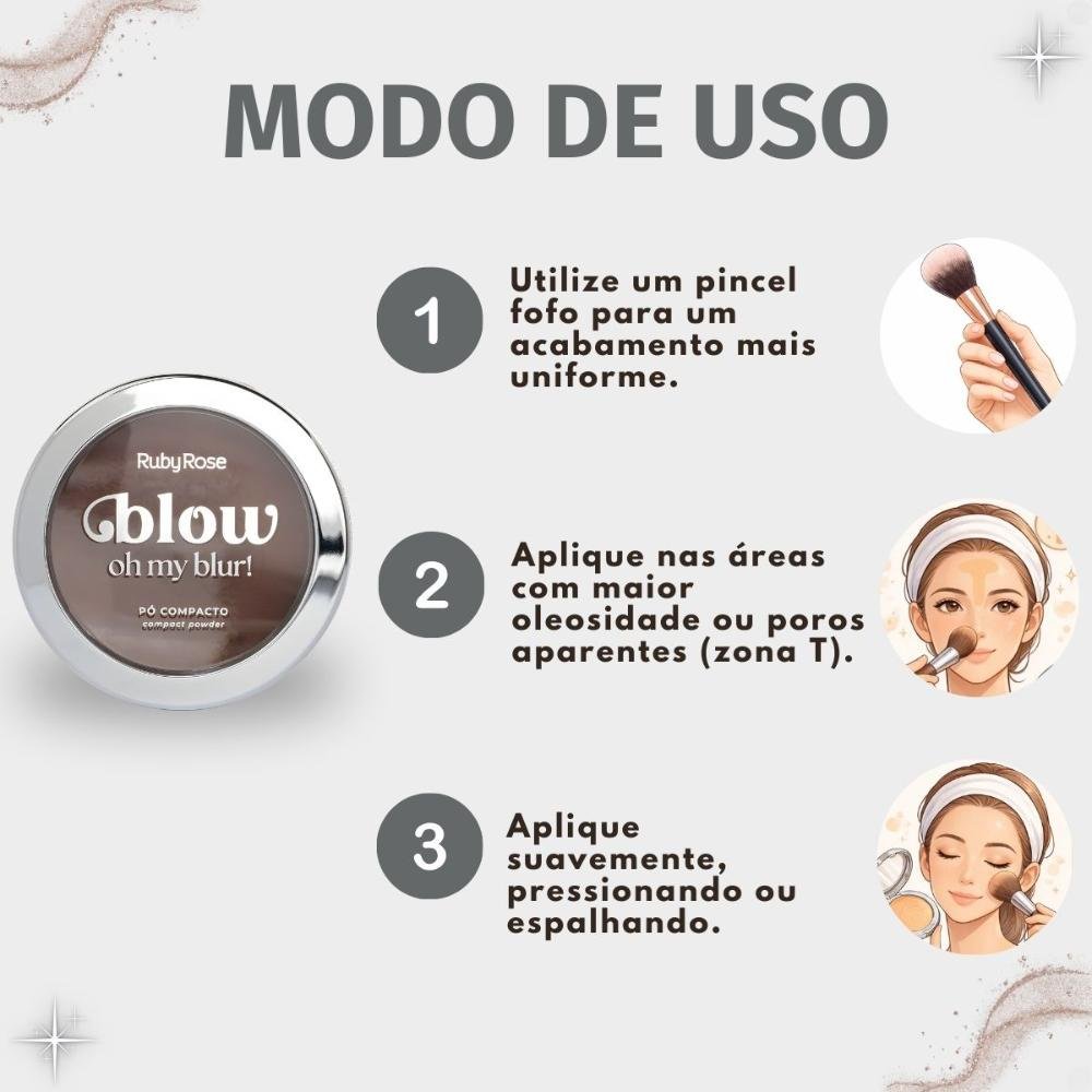 Pó Compacto Ruby Rose Blow Oh My Blur! P-bw80 Hb-M405-8 Cor bw80 6