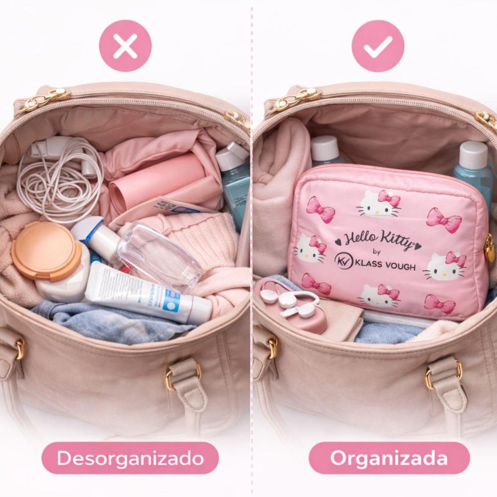 Necessaire Impermeável Klass Vough Hello Kitty Rosa Ref.Kchk-20 Rosa 5