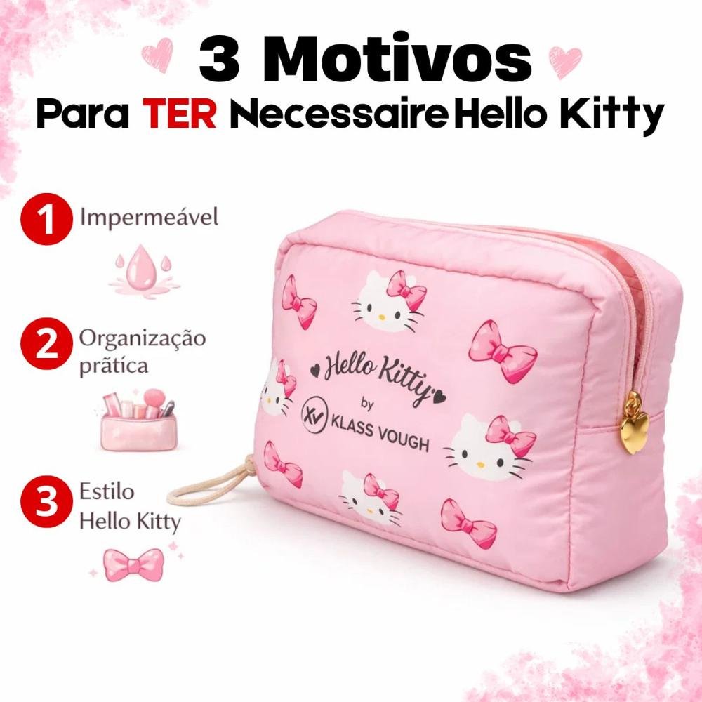 Necessaire Impermeável Klass Vough Hello Kitty Rosa Ref.Kchk-20 Rosa 6