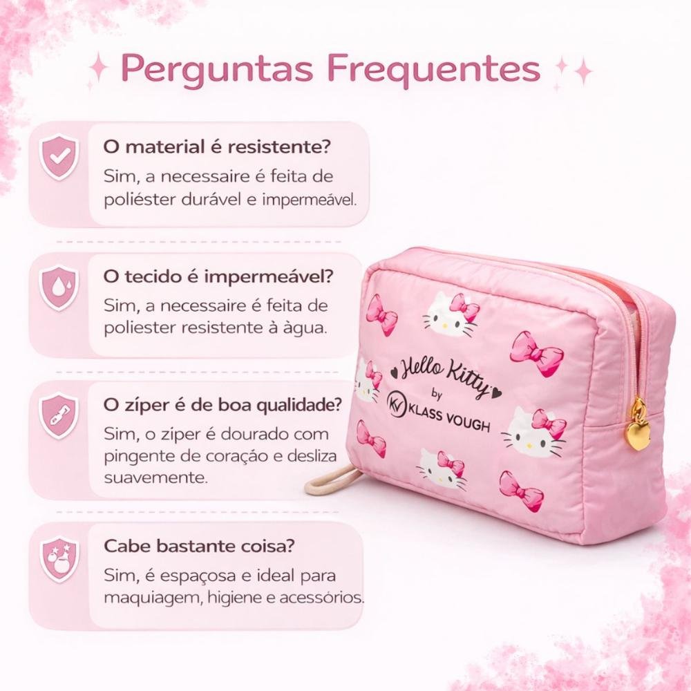 Necessaire Impermeável Klass Vough Hello Kitty Rosa Ref.Kchk-20 Rosa 8